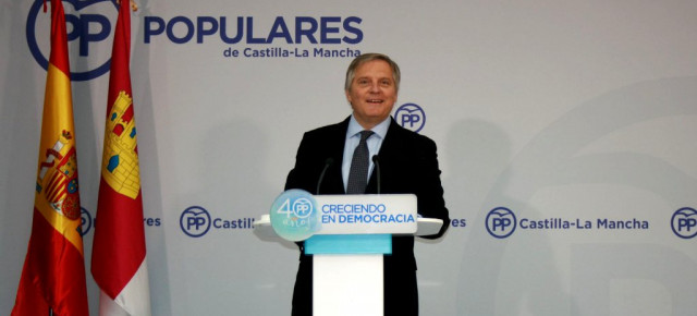 Cañizares en rueda de prensa en la sede del PP de Castilla-La Mancha
