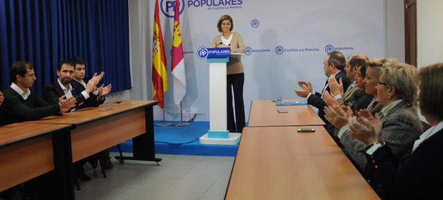 cospedal durante su intervención en la reunión con el grupo municipal del PP de Toledo