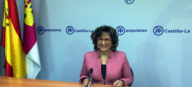 Riolobos durante la rueda de prensa en la sede del PP de CLM